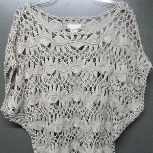 Beige Open Knit Crochet Top One Size